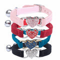 Collier Grelot Strass Cœur Diamant pour Chat