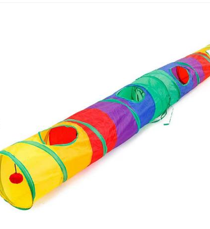 Tunnel de Jeu Pliable pour Chat - Tube Multicolore avec 3 Trous d'Observation