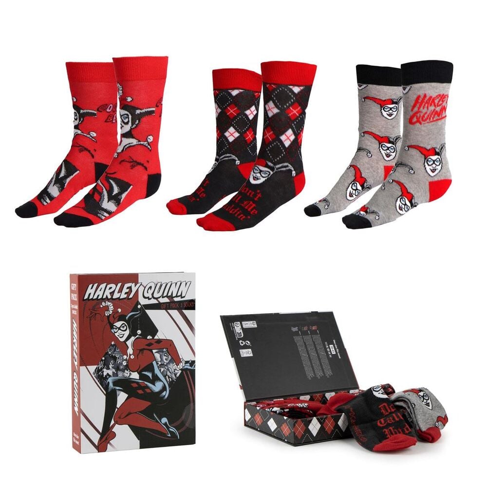 Set 3 Paires de Chaussettes Harley Quinn DC Comics